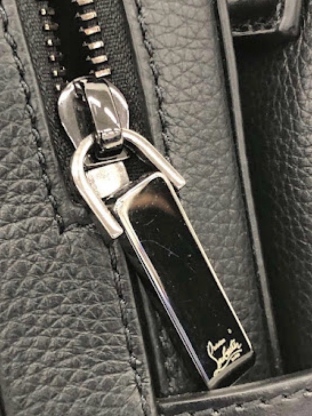 Christian Louboutin Black Leather Benech Reporter Bag with Red Strap - Picture 6 of 9